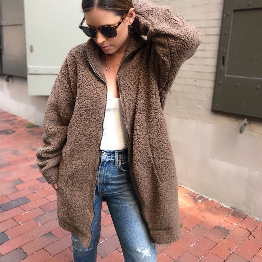 Jacinta Oversized Sherpa Jacket Teddy Coat - Picture 2 of 8
